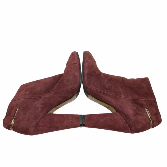 ALDO Maroon Suede Zipper Heeled Booties 6 - Picture 6 of 9